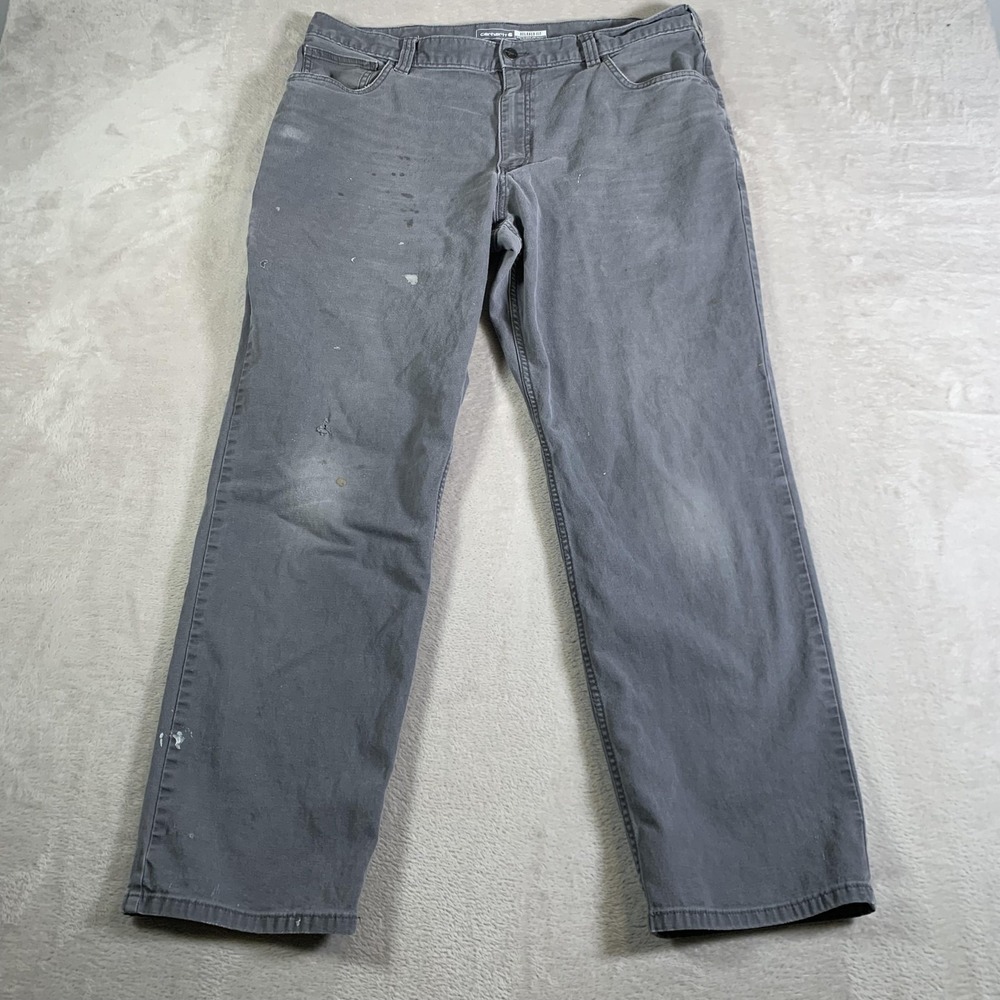 Carhartt Pants Mens 38x32 Gray Rugged Flex Relaxed Fit Work 5-Pocket BN2517